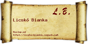 Licskó Bianka névjegykártya